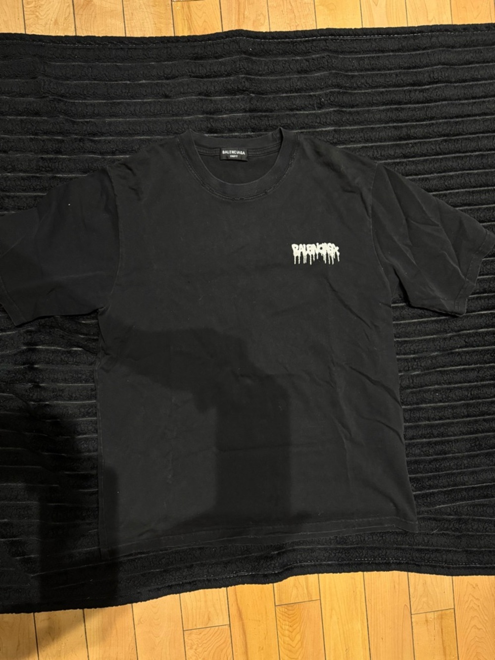 Balenciaga Black Short Sleeve T-Shirt with White Drip Logo
